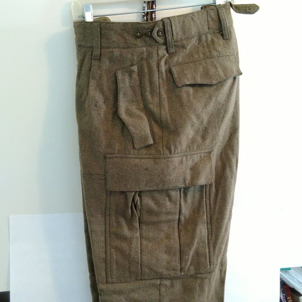 Vintage surplus 1960s German wool cargo pants 36x30